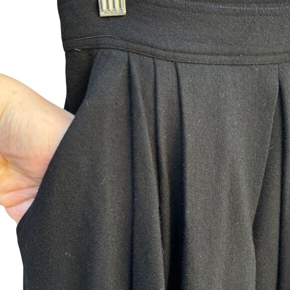 Vintage Womens Black 4P Preppy Minimalist Mid-Length Pleated Lined Skirt Pockets - Picture 5 of 9